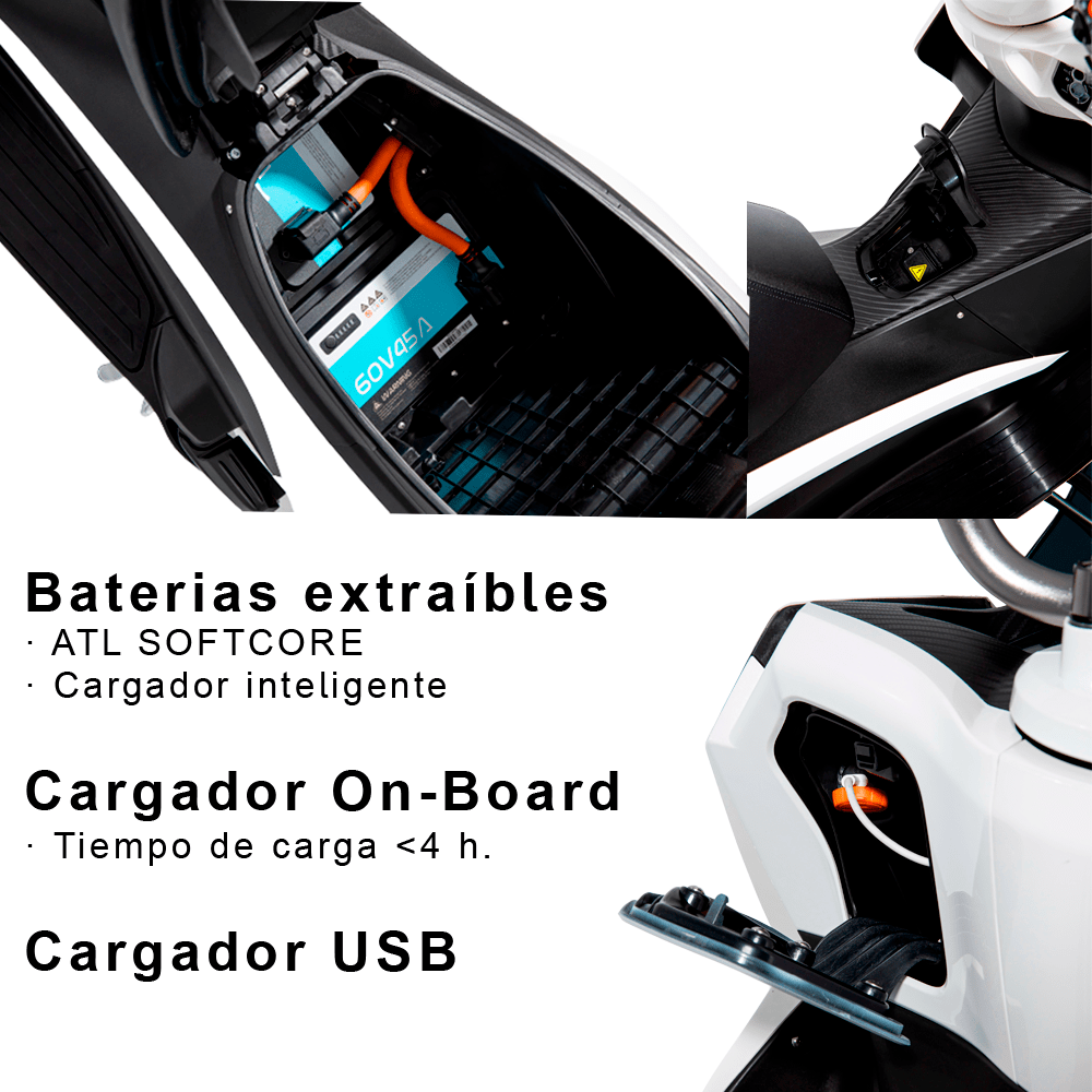 Moto eléctrica 125e Wellta Boreal / 5600W / 70 km auton. / Opc. Dos baterías / Blanca - Imagen 6